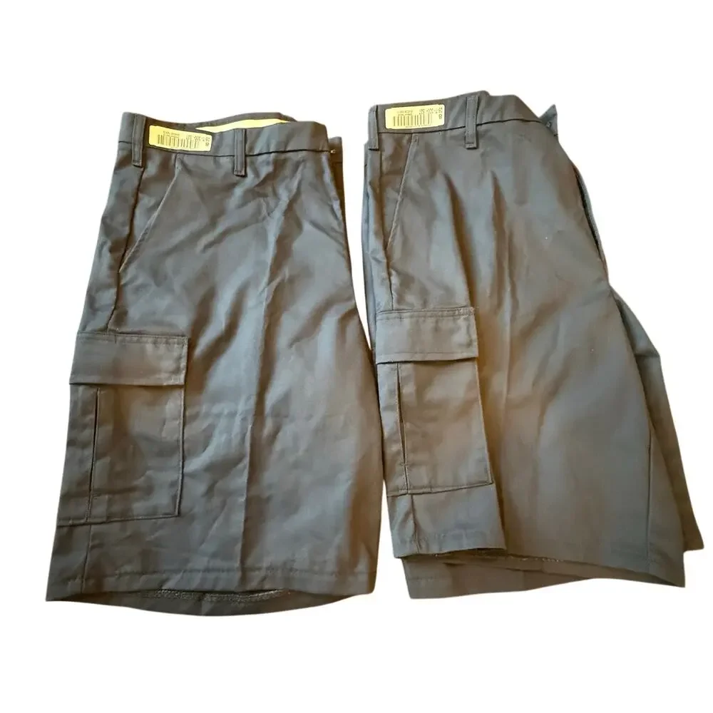 Lot of 2 Aramark Men's Work Cargo Shorts 40R Navy Adjustec Stretch Gorpcore